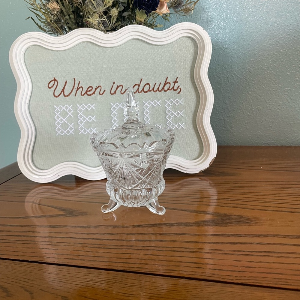 Clear Pressed Glass Candy Dish with Lid
